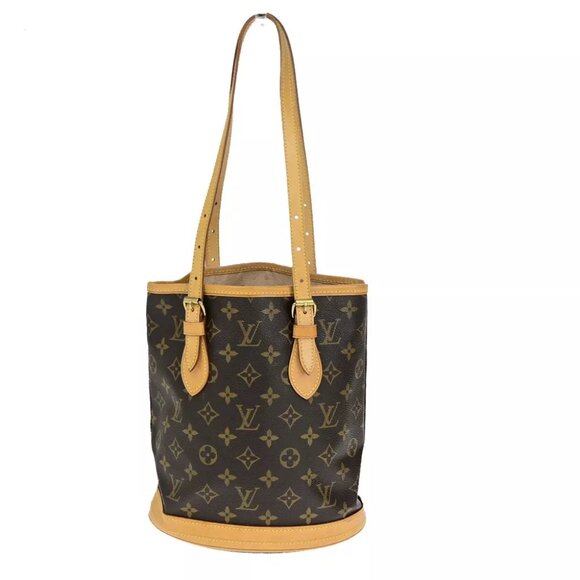 LOUIS VUITTON BUCKET PM Shoulder Tote Bag Monogram Leather Brown M42238 32YF410 - Picture 4 of 14